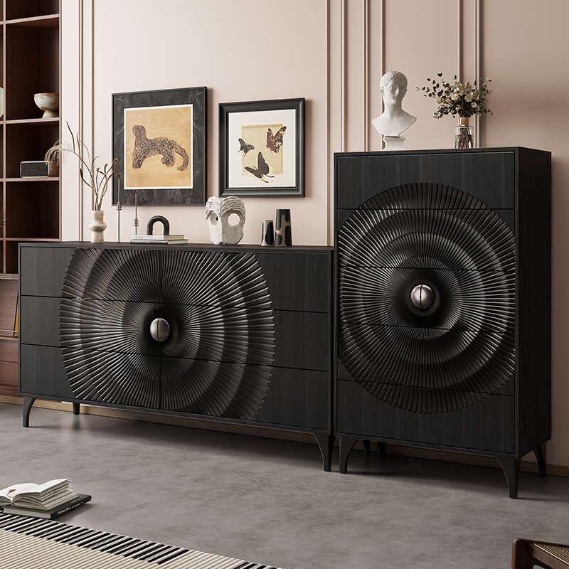 意式轻奢实木五斗六斗柜家用卧室抽屉储物柜后现代高档客厅玄关柜