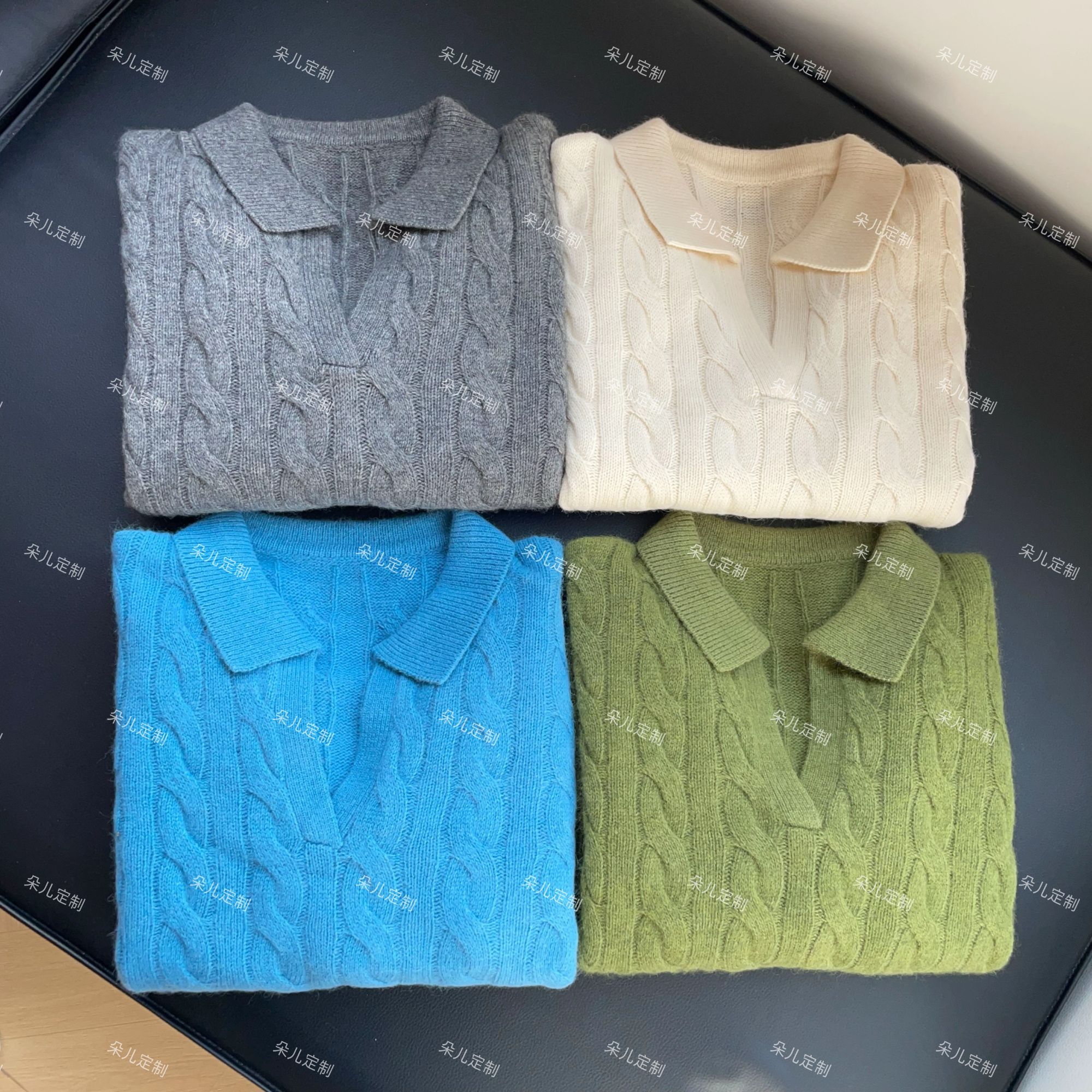 朵儿定制 秋冬针织polo领绵羊毛兔毛毛衣 MC13