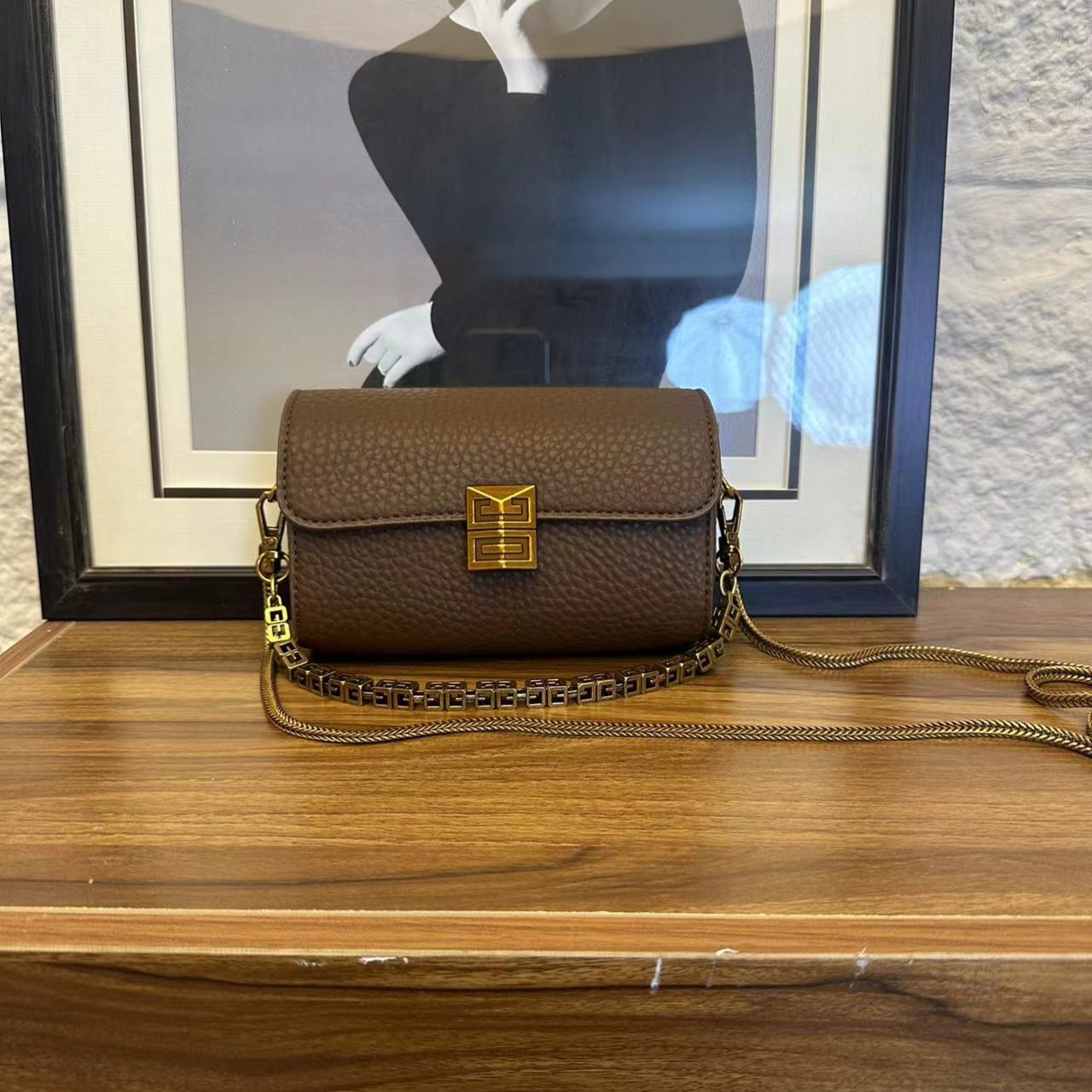 新款时尚高级感链条包包女包韩版软皮荔枝纹枕头包单肩斜挎小包潮