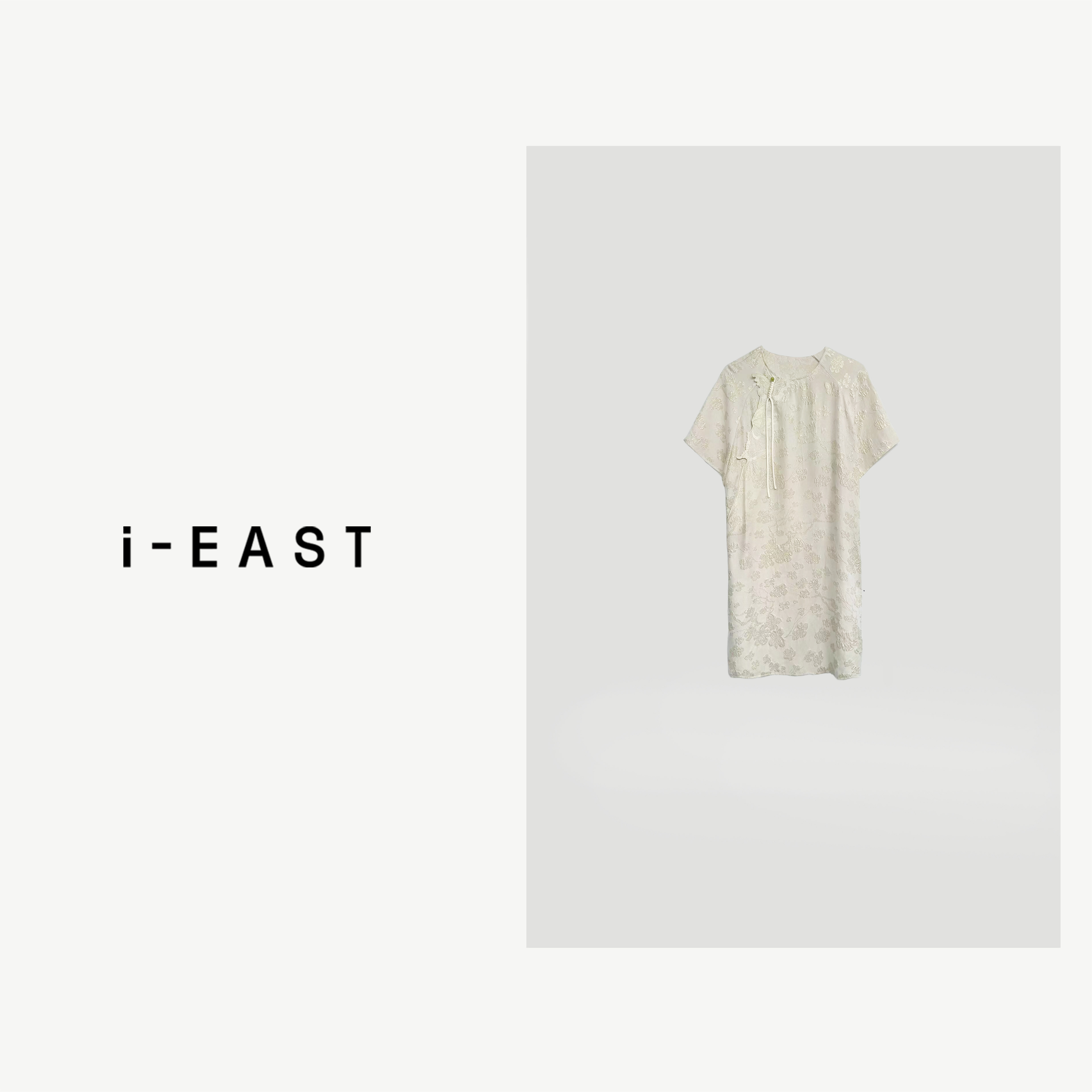 i-EAST一帘风月闲~ 新中式温婉气质斜襟领蝴蝶裙子-4X GF011