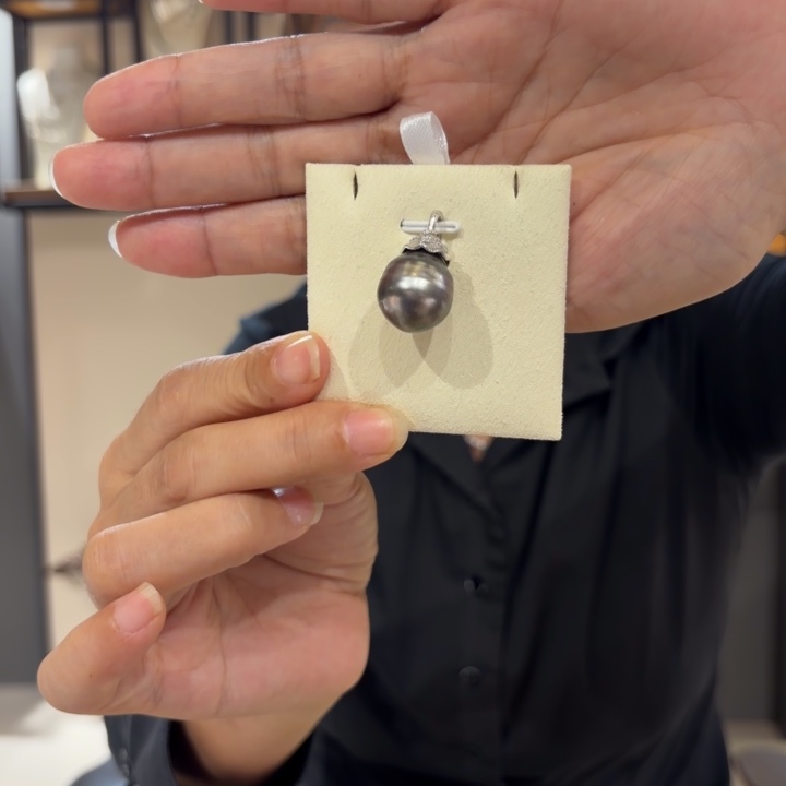 银S925镶嵌海水珍珠吊坠(不含链)