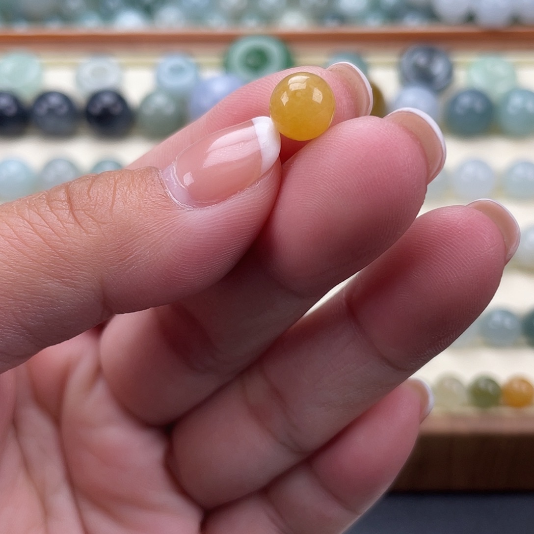 翡翠散珠天然翡翠a货油黄买断卡7.7