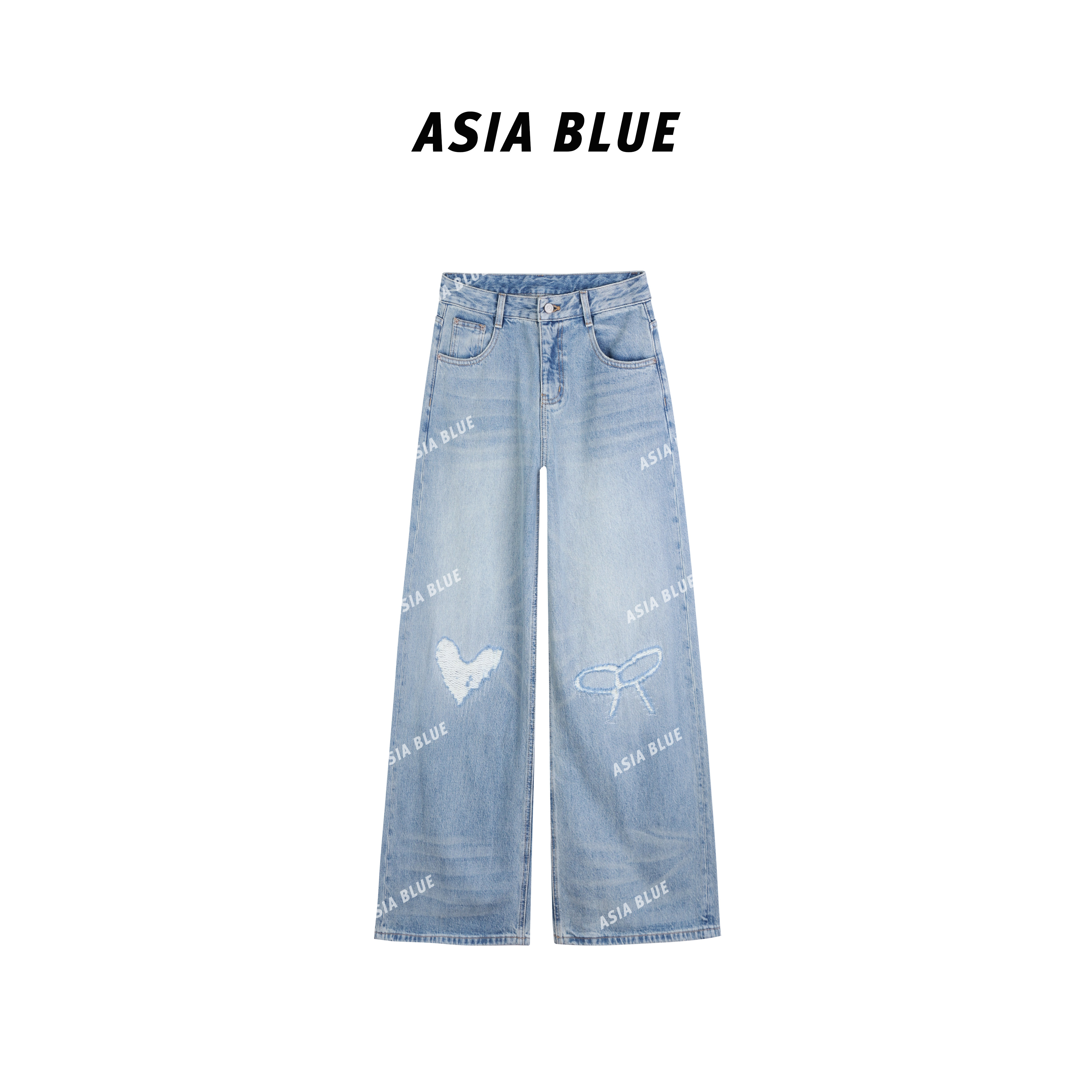 【ASIA BLUE】· ·春季无弹磨破九分直筒牛仔裤YH61027