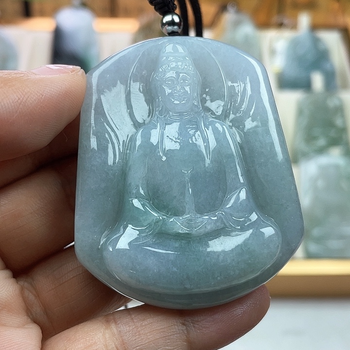 翡翠未镶嵌颈饰天然翡翠A货素衣观音