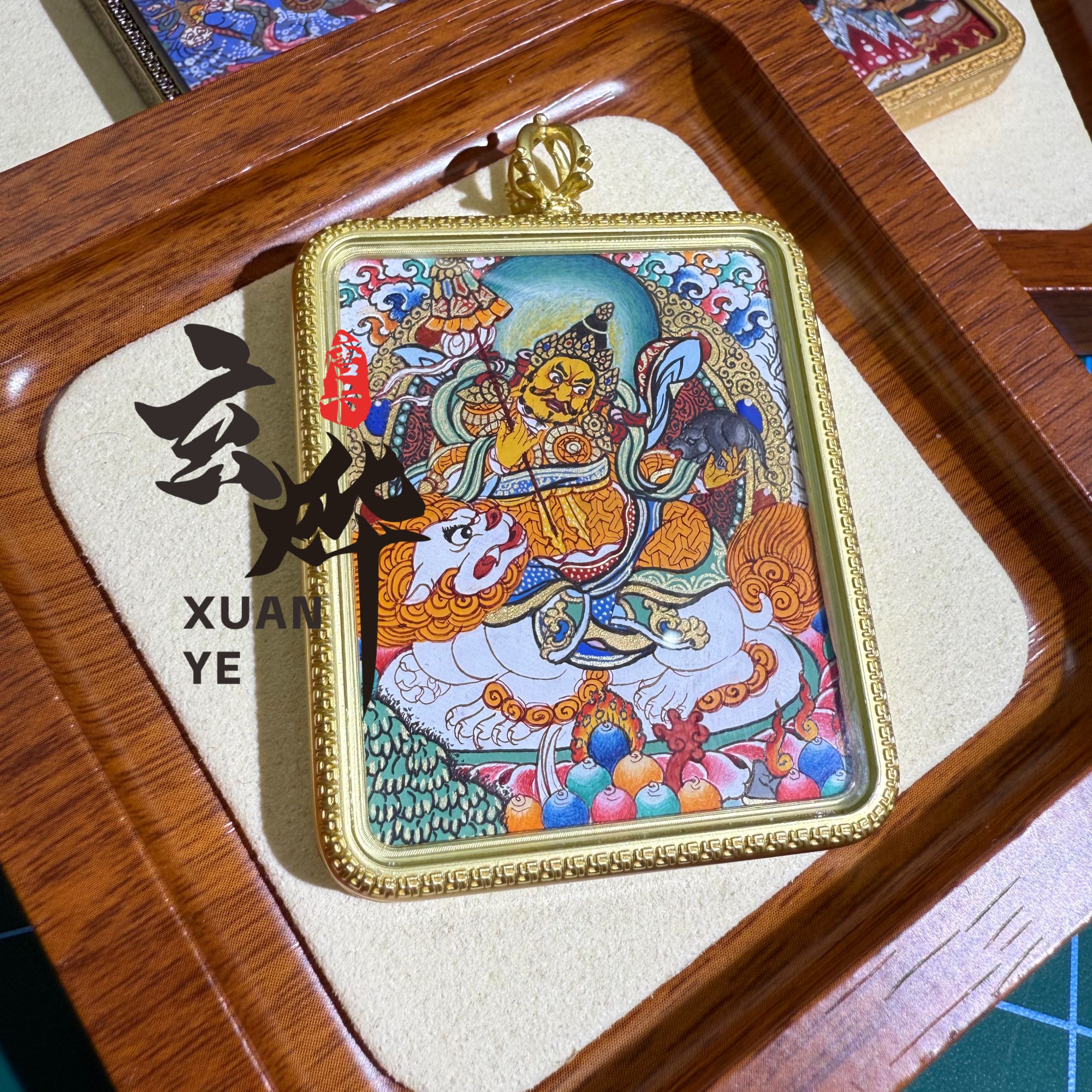 玄烨-【财宝|精品热贡手绘唐卡4*5cm-才让老师】随身唐卡