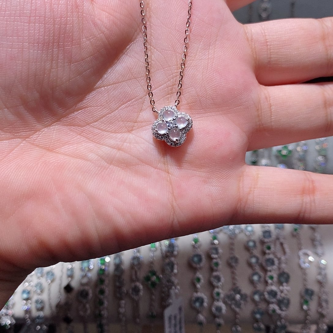 颈饰银S925镶嵌翡翠n h h h