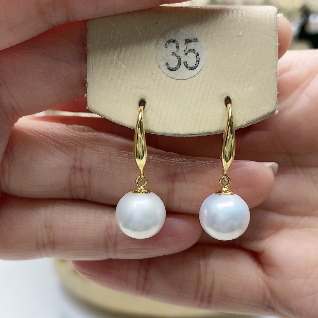 淡水珍珠耳饰银S925镀金镶嵌