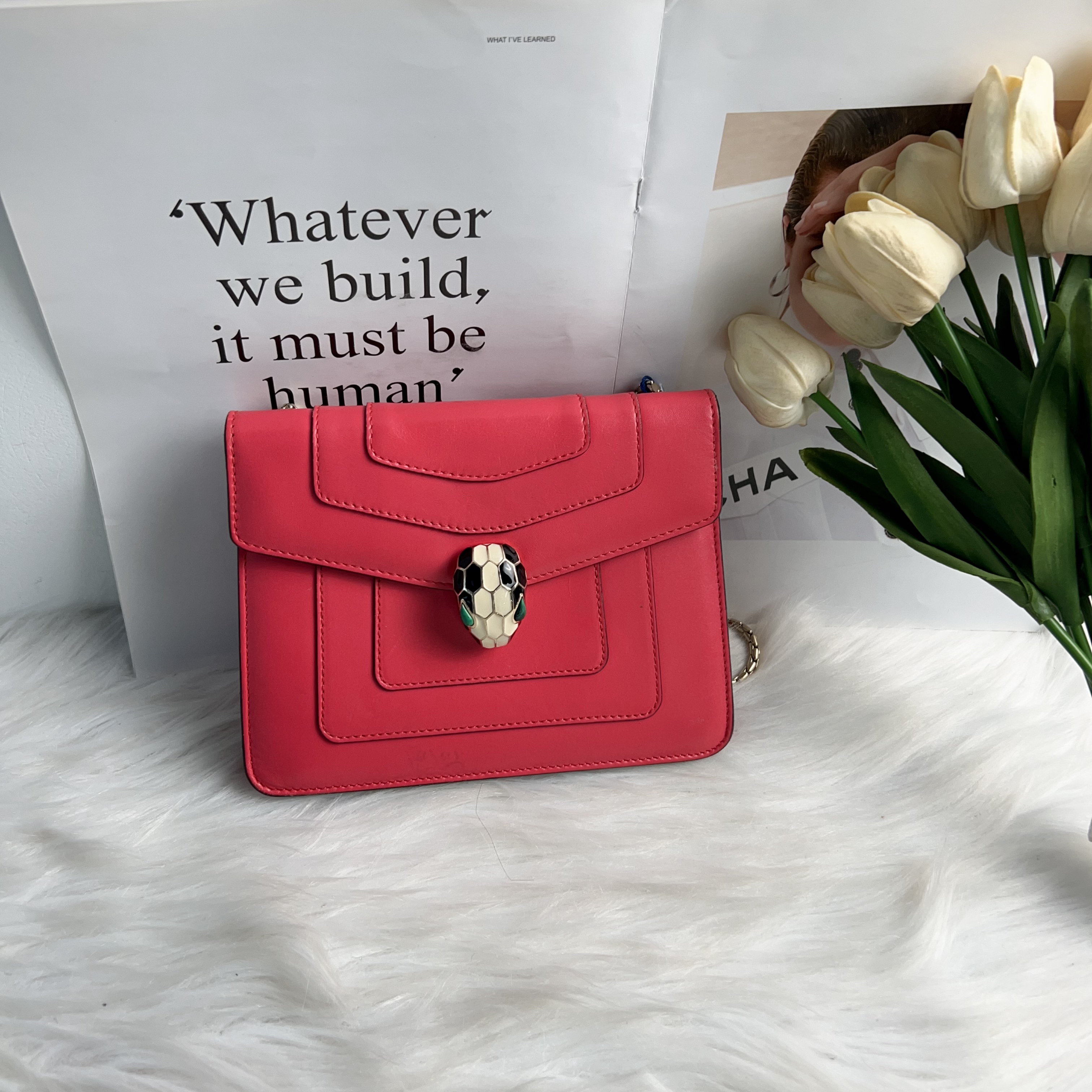 95新 BVLGARI/宝格丽 宝格丽粉色蛇头小号C1748