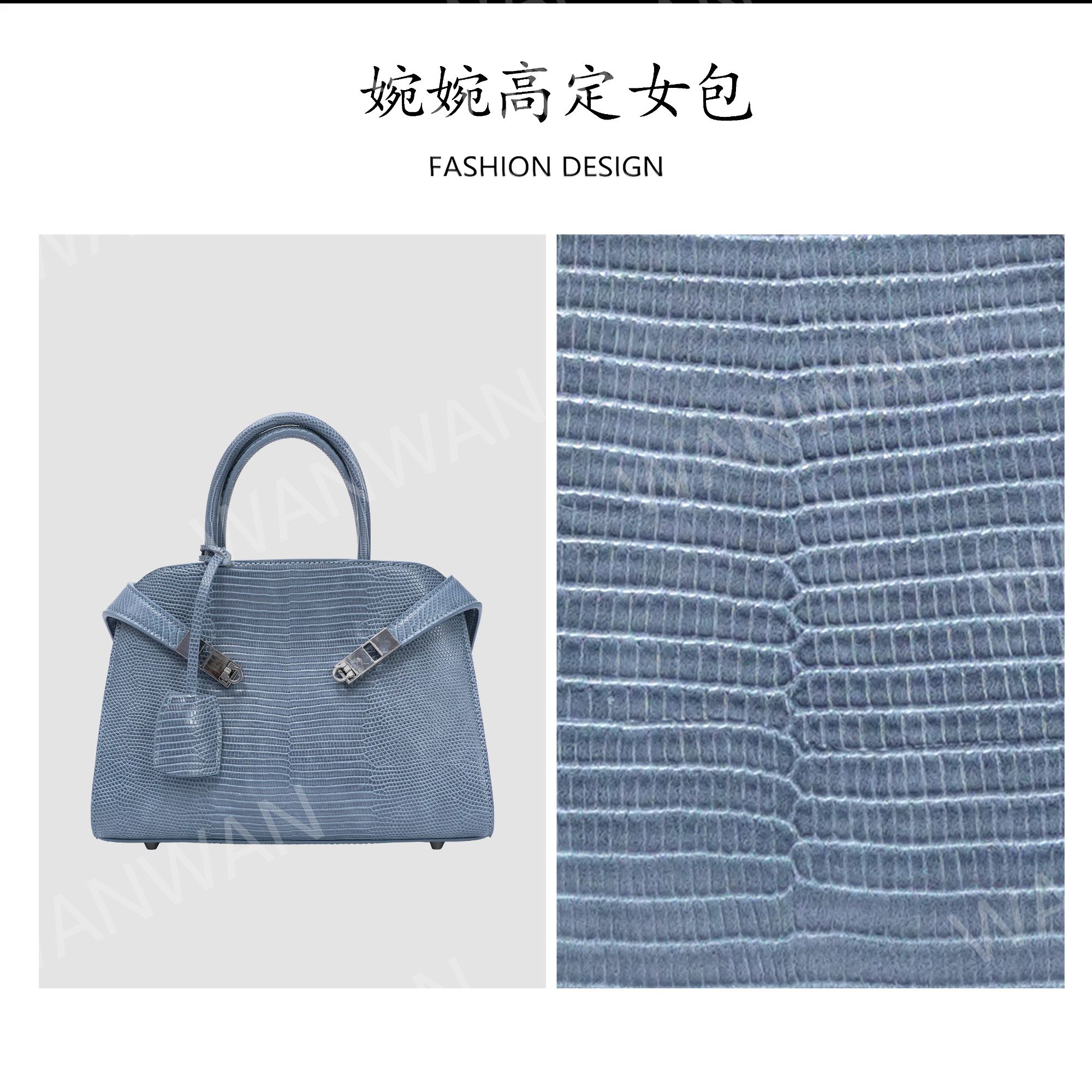 IEIS新款时尚百搭女士轻奢风单肩手提斜挎抱抱包BG25918-马耳他蓝