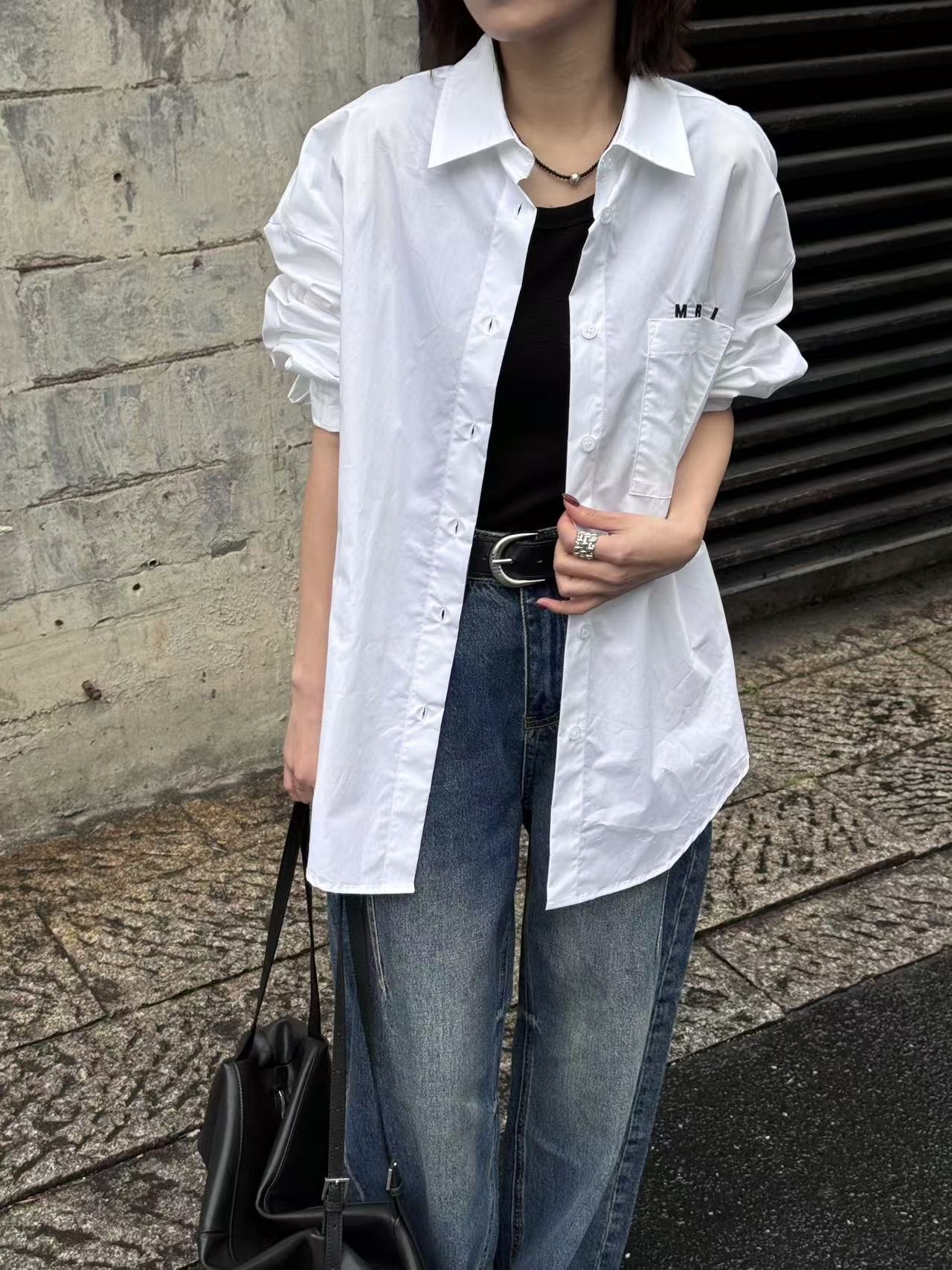 【瑶瑶】春季新款大上新时尚百搭减龄百搭字母衬衫YY12346