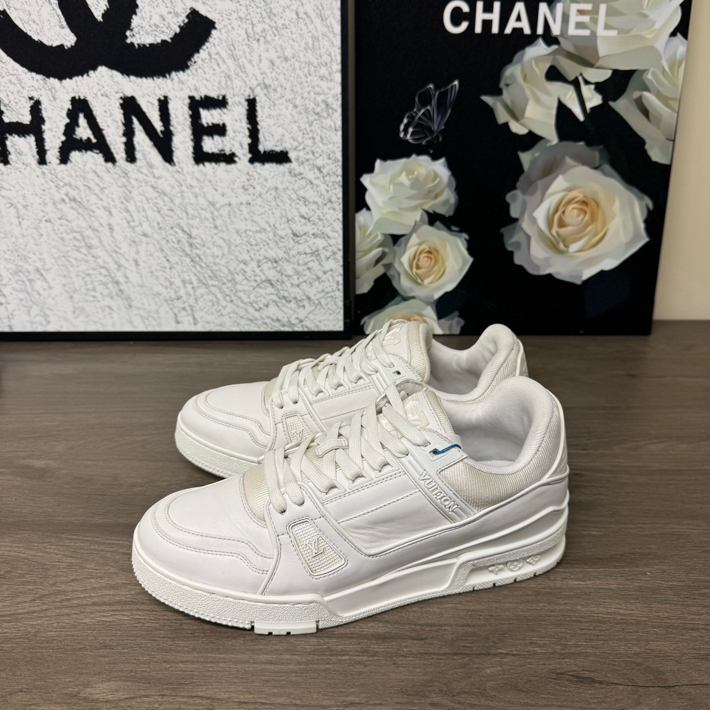 95新 LouisVuitton/路易威登 Trainer 白色板鞋41码98新公价10500