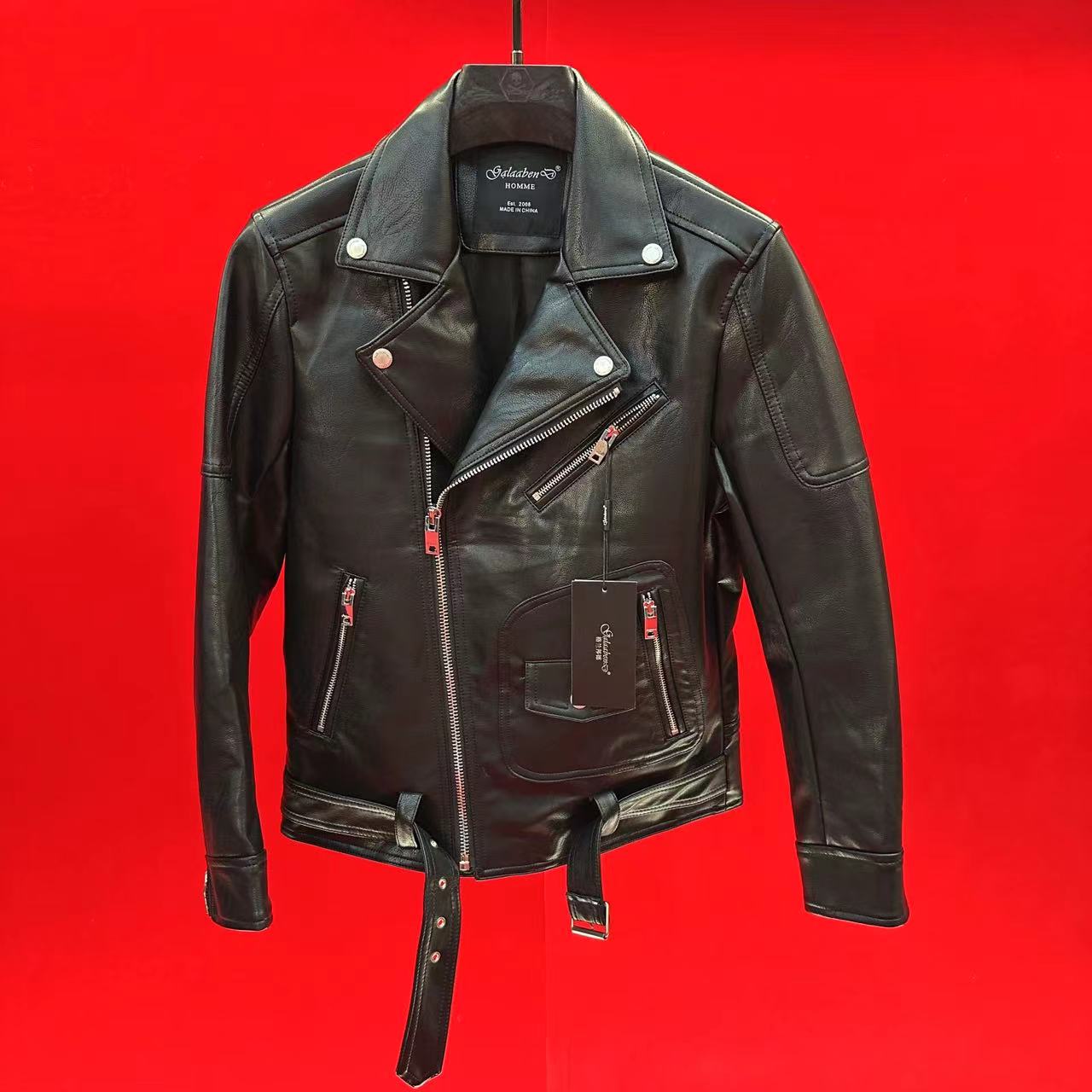 法拉盾25新款男潮流秋季短款男士时尚机车拉链百搭翻领皮衣夹克