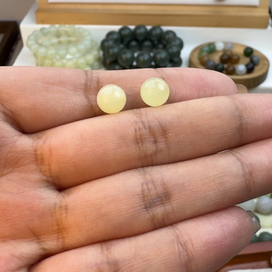 I***n和田玉未镶嵌珠宝半成品和田玉黄口单珠8-2