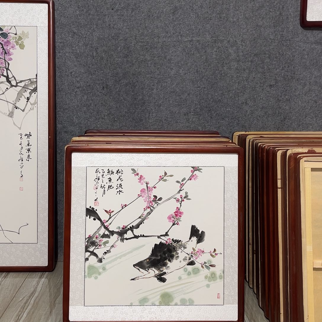 国画书画作品带框63×63