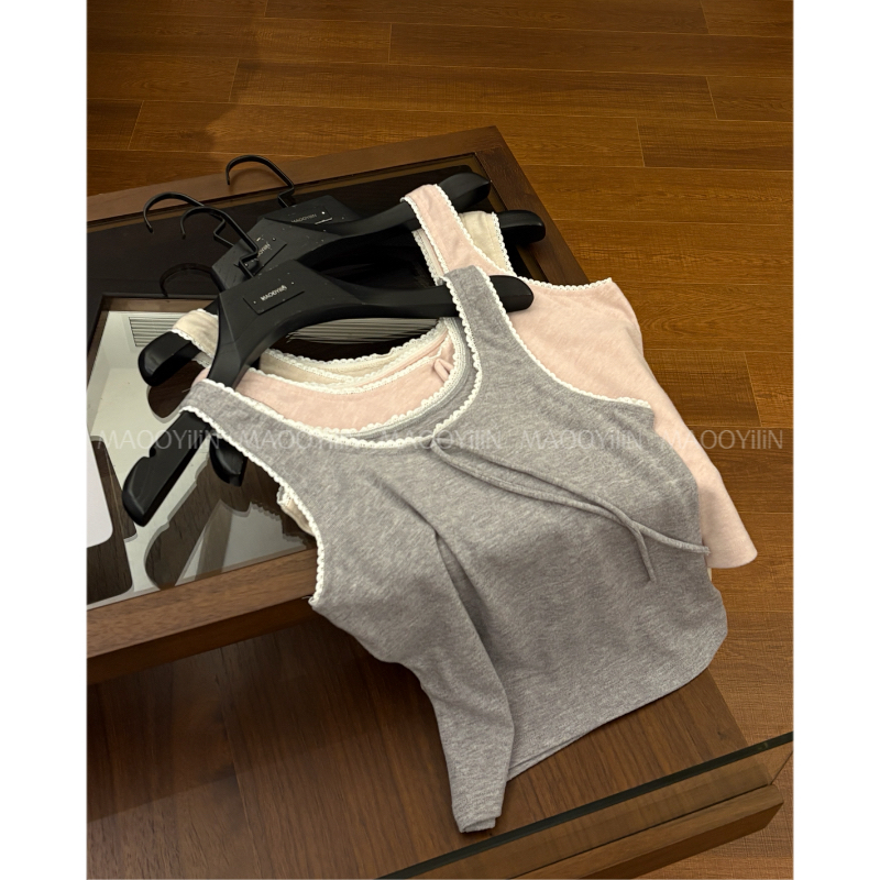 88960【 小心机 】蝴蝶结毛针织背心吊带