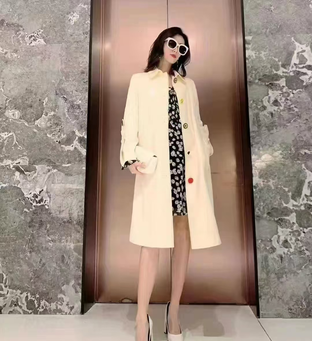 （不退换）5400423气质韩版风衣女装秋冬大衣外套中长款