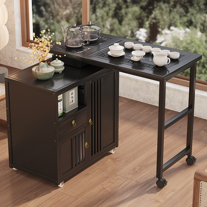 中式旋转茶桌桌子阳台功夫泡茶一体家用小户型茶几茶边茶台