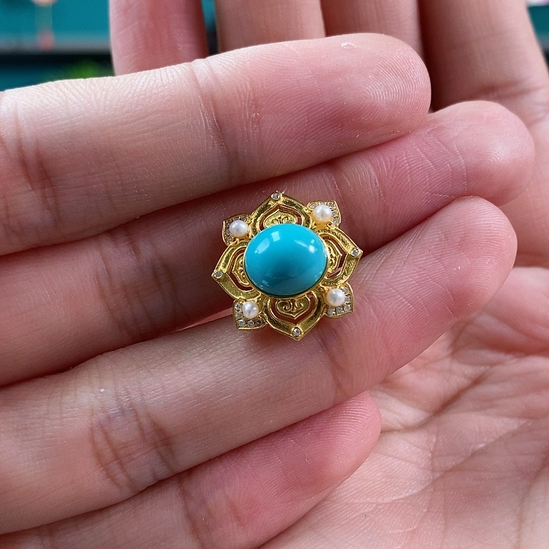 绿松石珠宝奇石18K金镶嵌千**寻