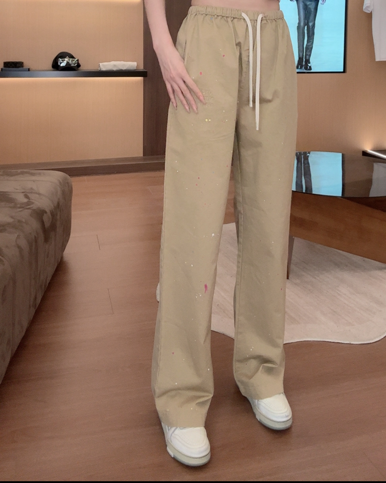 【W0523】泼墨工艺高级感轻奢休闲裤