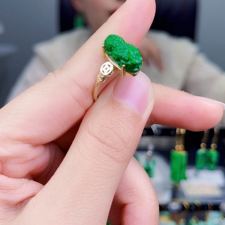 翡翠银S925镶嵌耳饰饰品