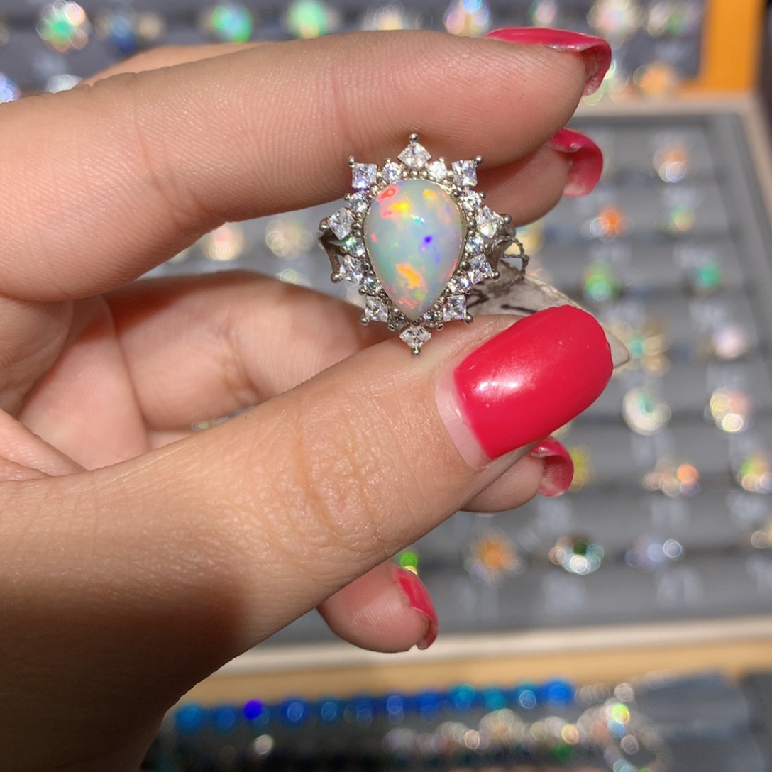 银S925镶嵌欧泊欧泊戒指l