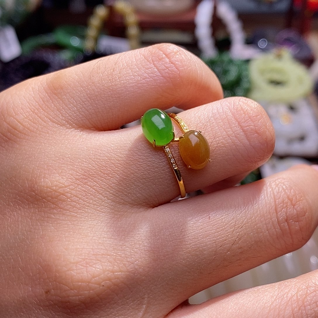 和田玉未镶嵌颈饰毕业级老矿料和田玉糖玉碧玉金镶戒指