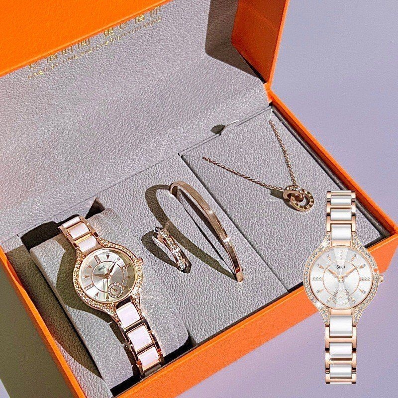 轻奢新款白色经典小香风时尚女神腕表-2518组合装