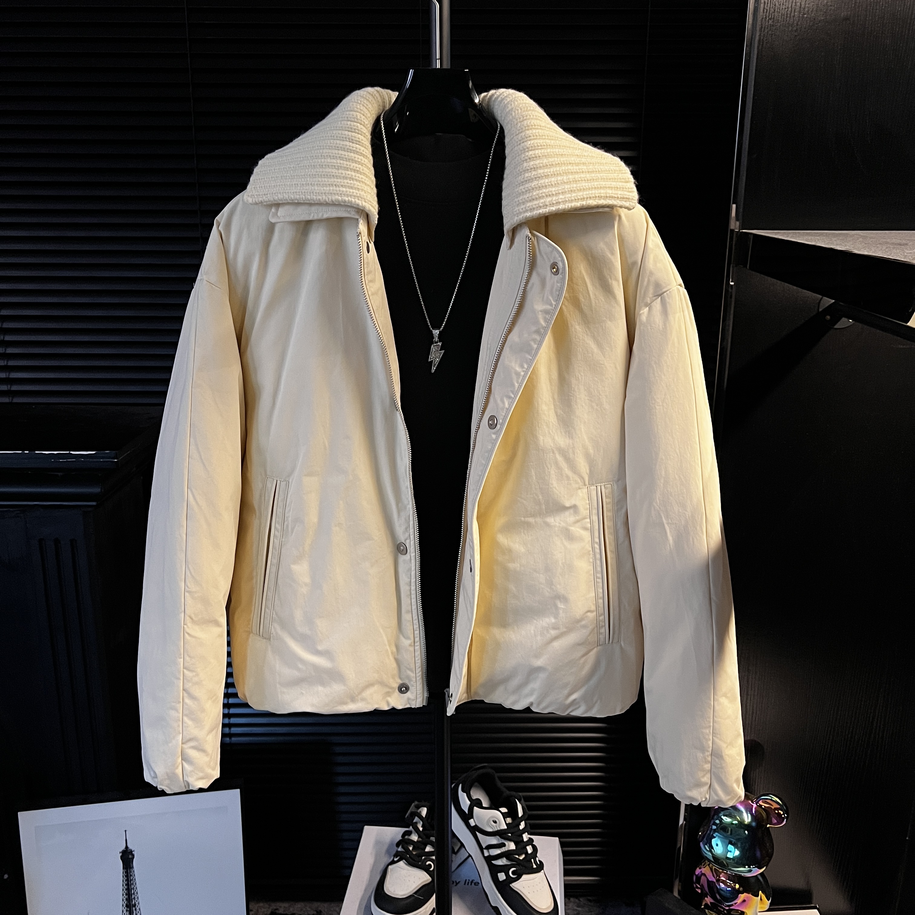 MZ-简约男士朴素拼接针织外套