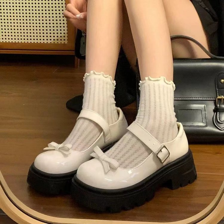 厚底玛丽珍粗跟小皮鞋女英伦风2024新款秋季日系蝴蝶结Lolita单鞋