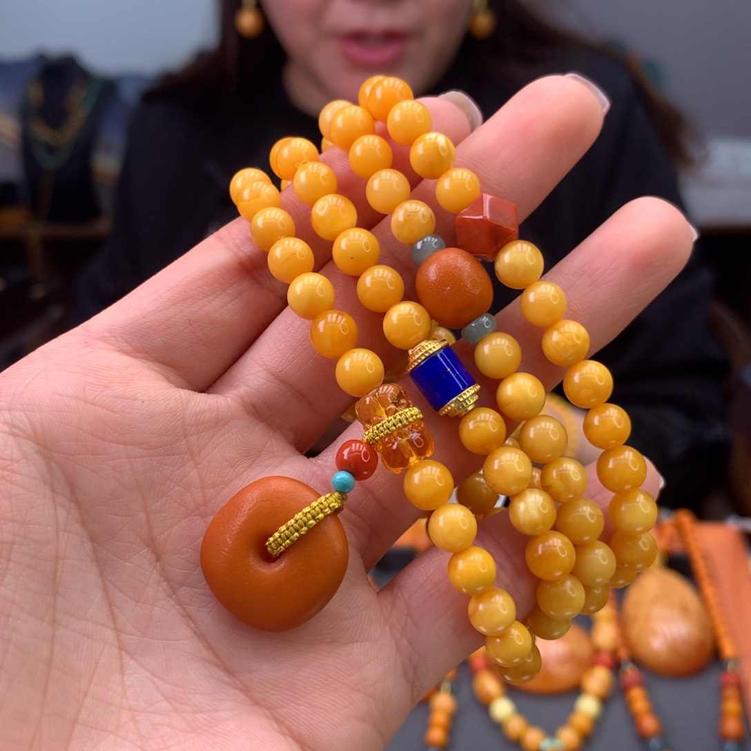 蜜蜡手串未镶嵌天然