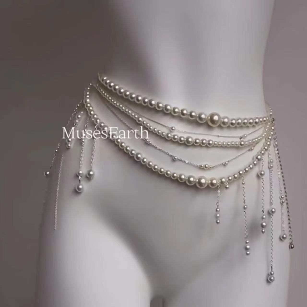 仙女仙气珍珠腰链多层串珠流苏身链轻奢精致小众高级腰带配饰女