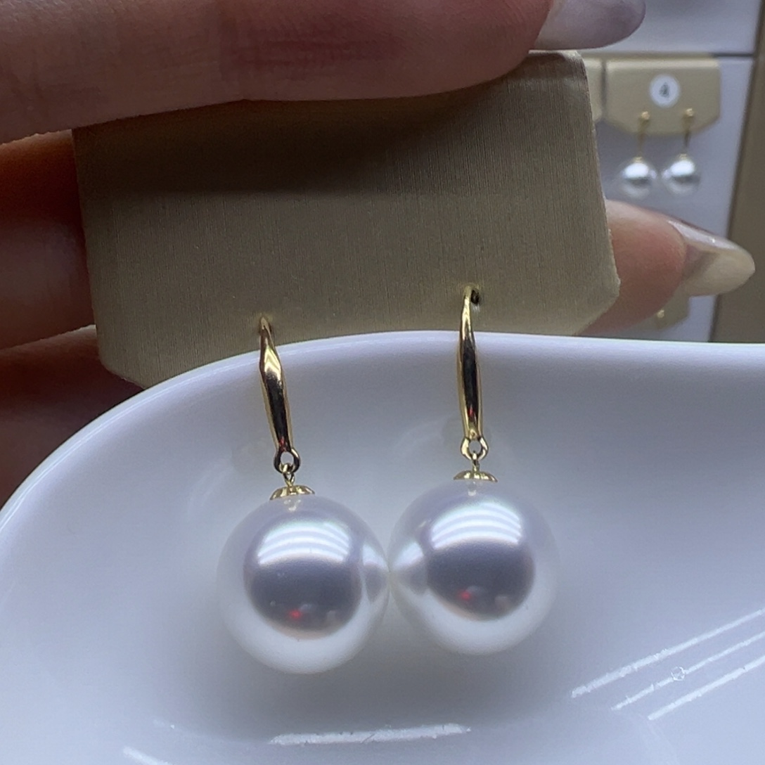 耳饰18K金镶嵌淡水珍珠