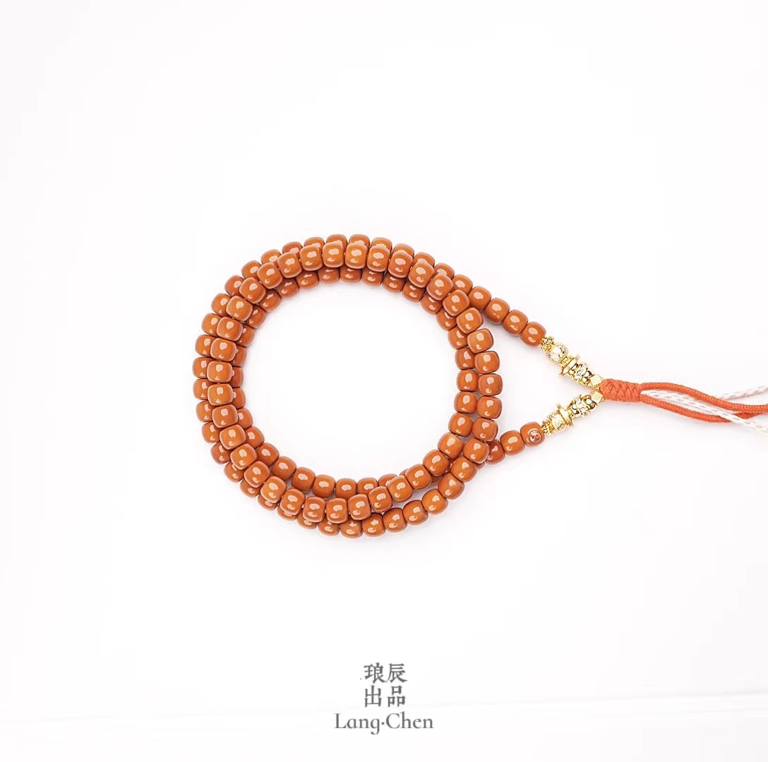 【FY高赛】6.3mm 全无白极限胡老型橄榄核老挝核尖108脖挂 琅辰出品