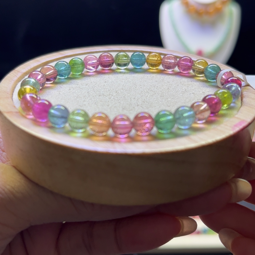 碧玺手链未镶嵌荧光6.5mm