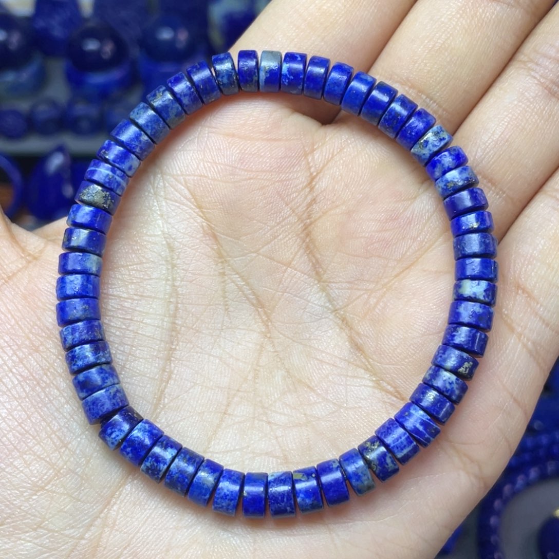 青金石未镶嵌6×3mm直切药片手串