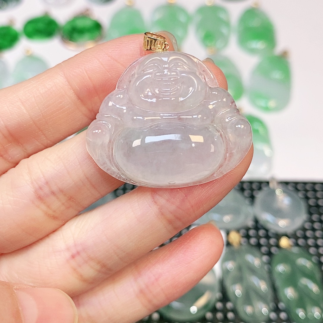 翡翠吊坠(不含链)18K金镶嵌