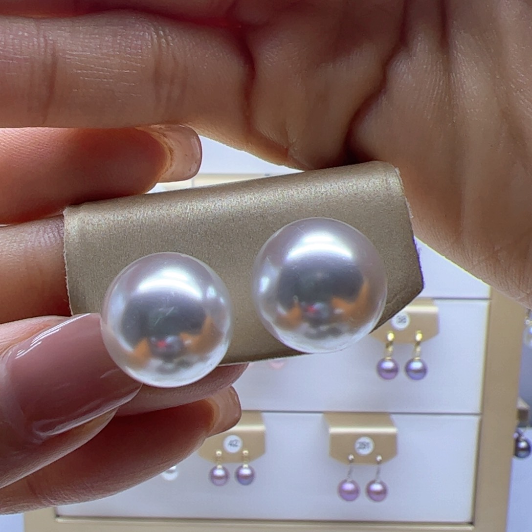 淡水珍珠耳饰银S925镶嵌