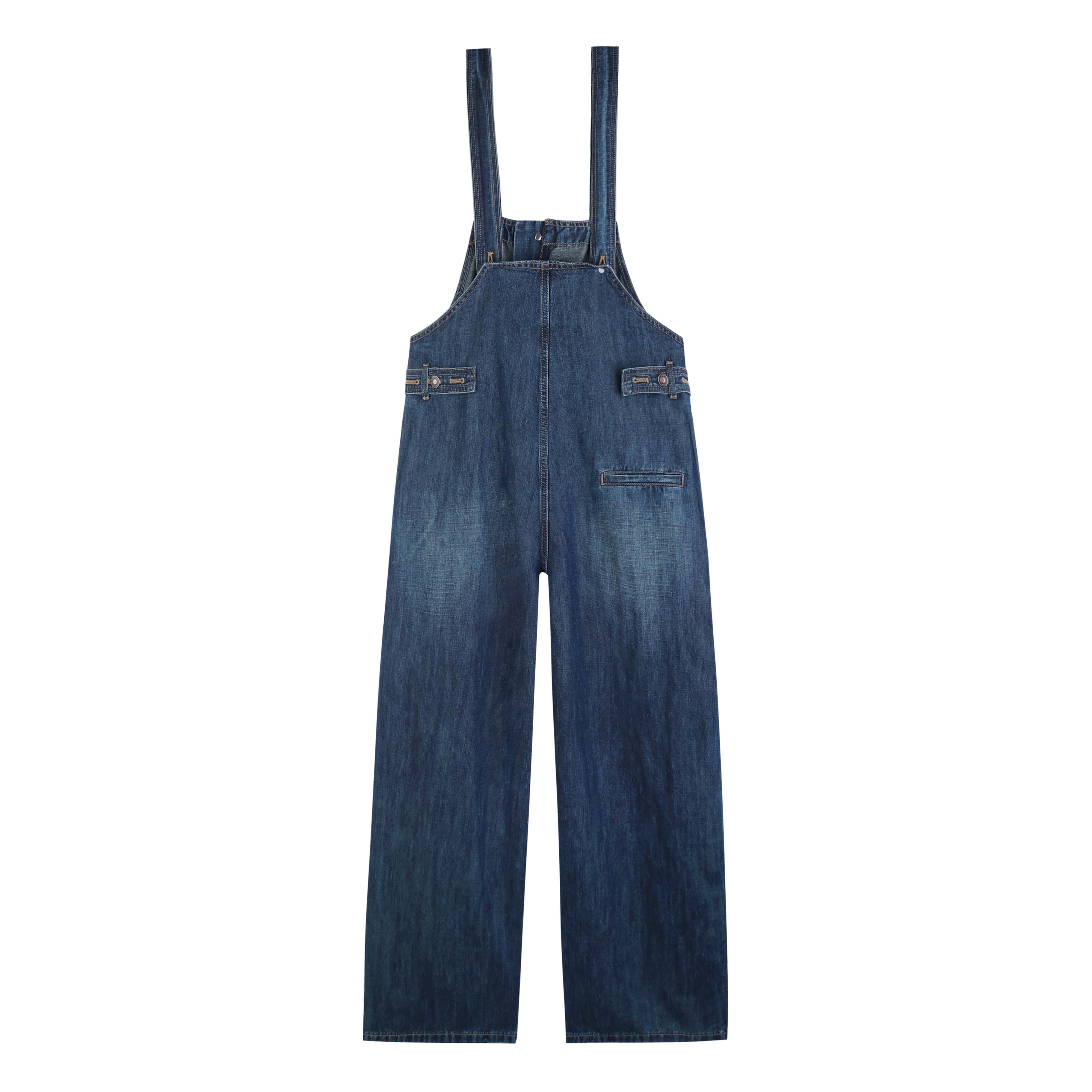 TOGETHER DW STUDIOS春夏时尚无弹减龄百搭宽松阔腿牛仔背带裤