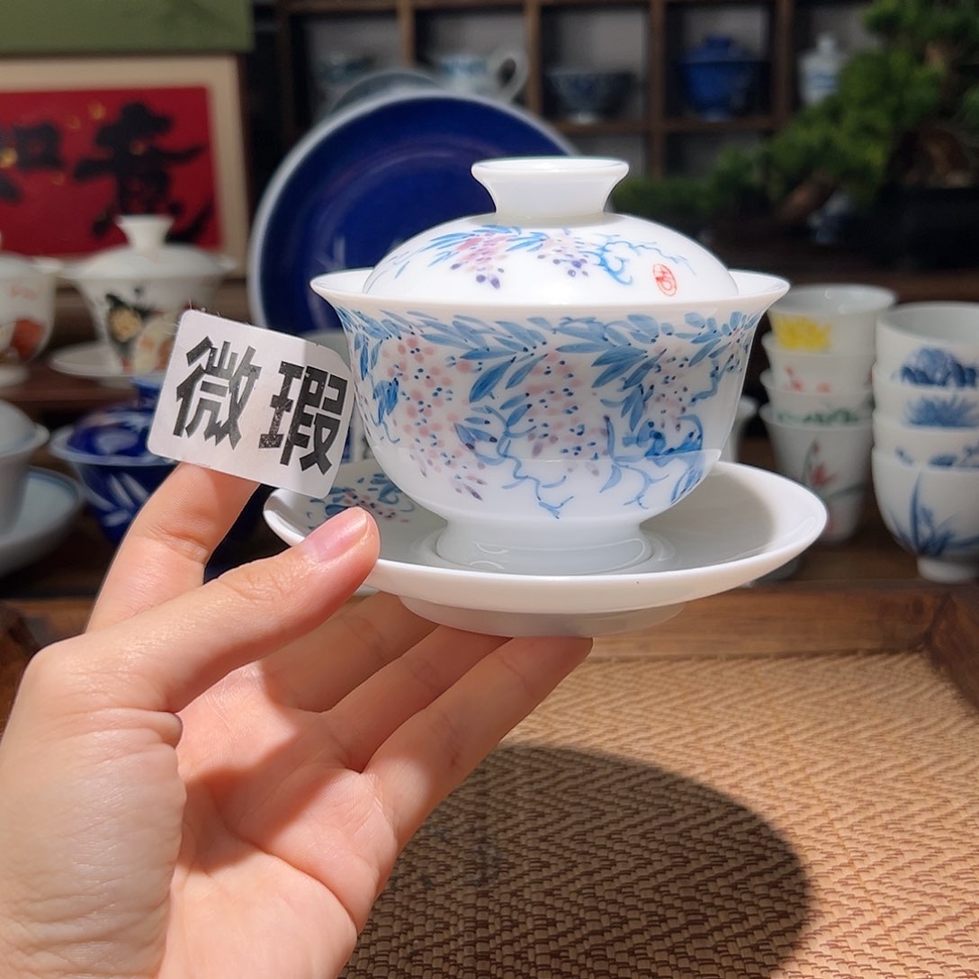 【闪购商品】微瑕 手绘 盖碗 