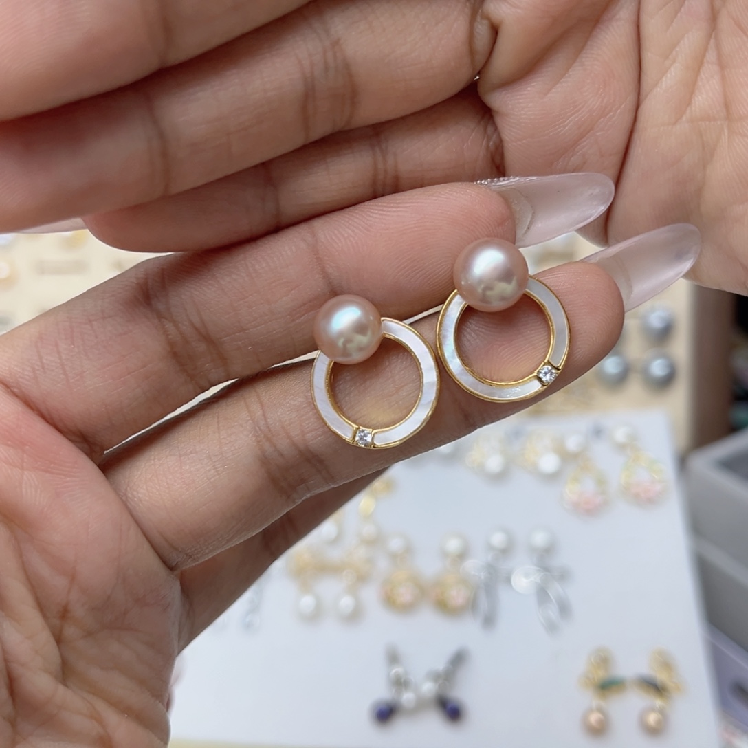 猫***哩合金戒指淡水珍珠