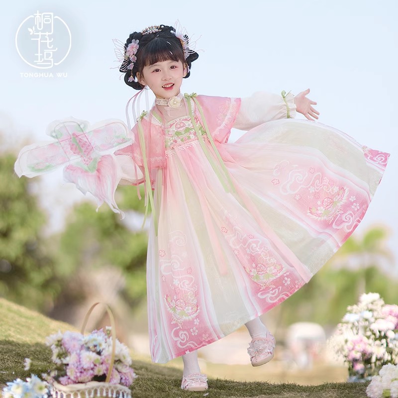 桐花坞【春日宴】汉服女童春秋儿童中国风唐装女孩新中式古风连衣裙