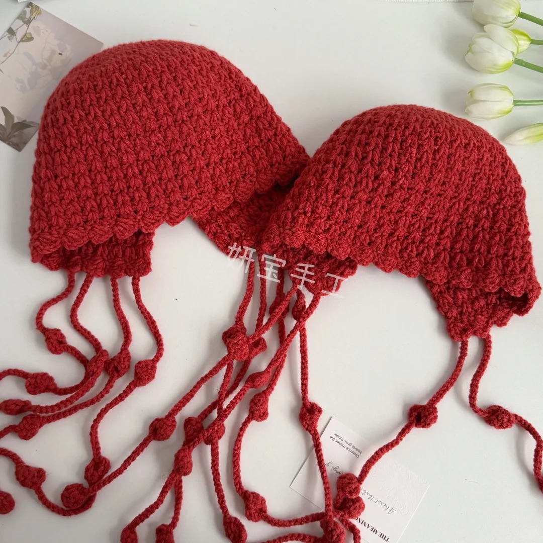 【非成品】水母帽材料包8股毛线手工diy编织钩织围脖情人棉毛线