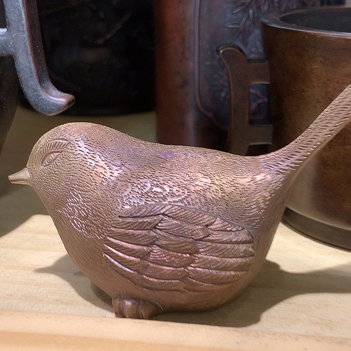 铜小鸟 茶宠 摆件