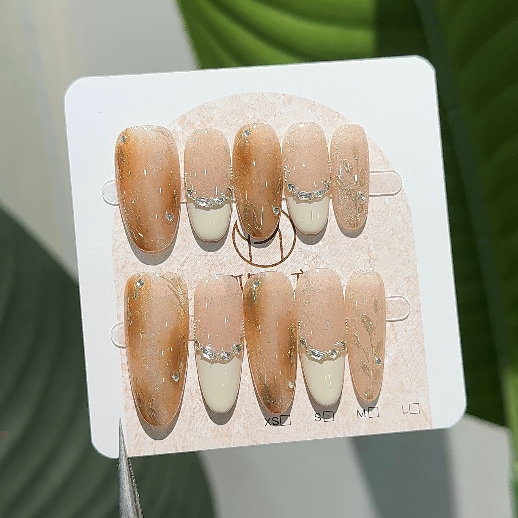 狐甲一方【琥珀流光】法式气质高级感手工穿戴甲