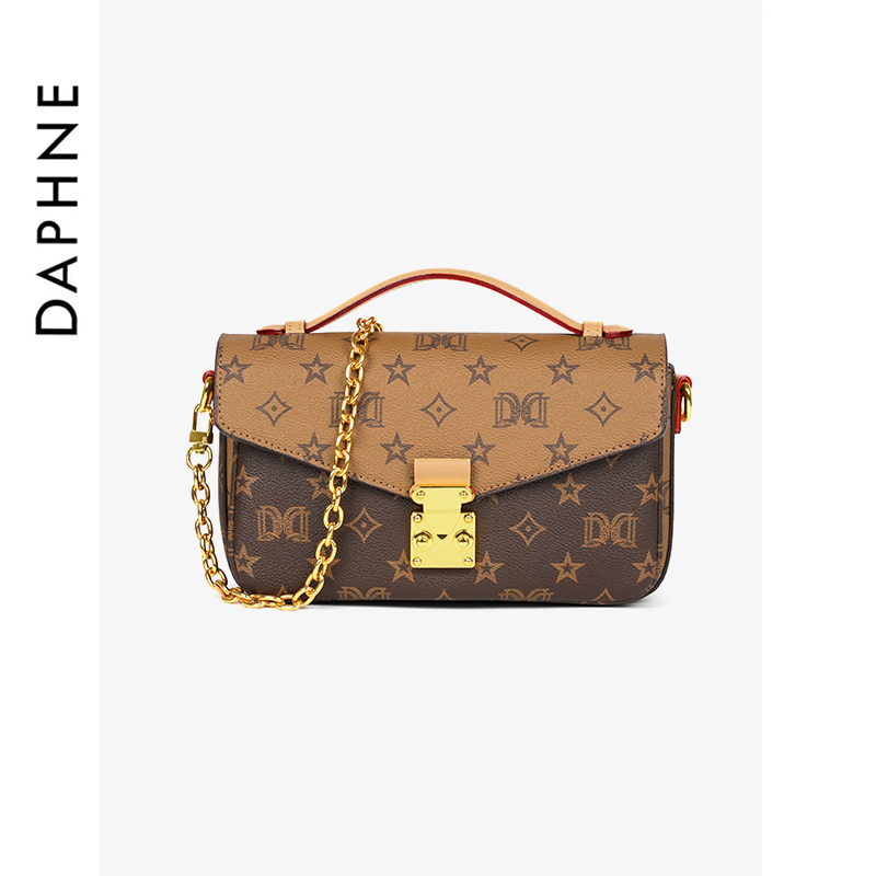 【直播专属】】达芙妮Daphne拼色复古链条单肩斜跨小方包DFN10313