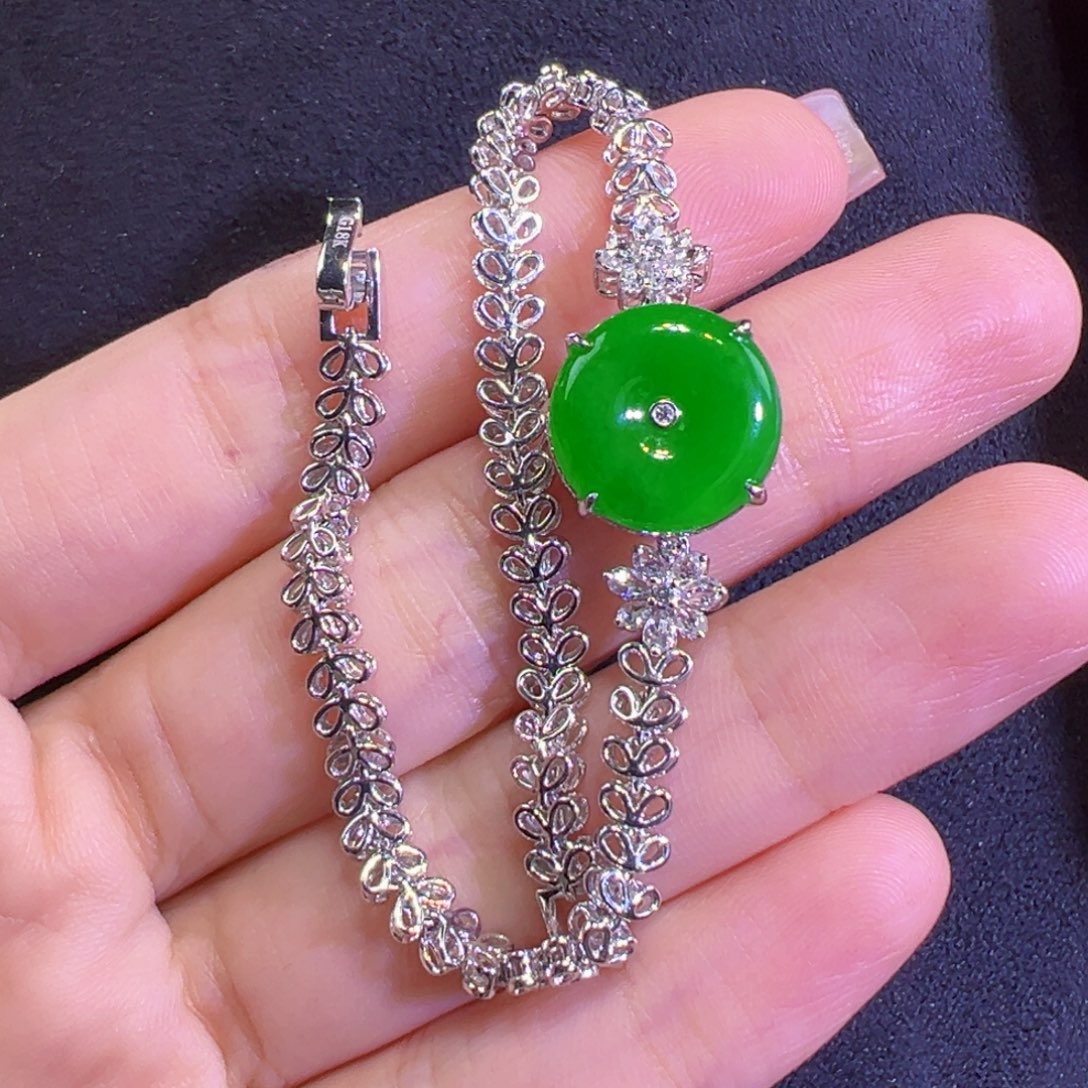 18K金镶嵌手链翡翠手链