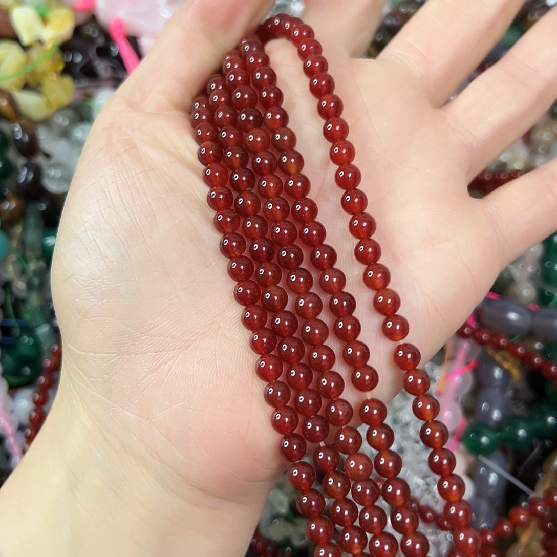 玛瑙/玉髓合金珠宝半成品，卡5红玛瑙2条