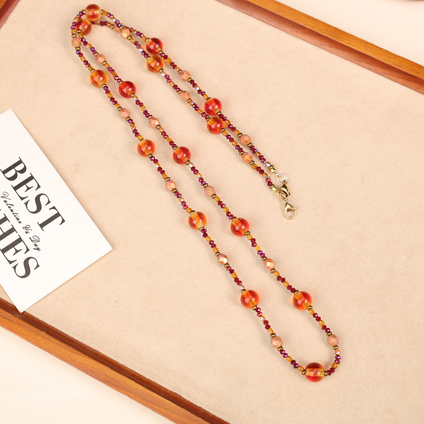 合金项链 LZ2607 东方红进口小米珠眼镜链琉璃项链