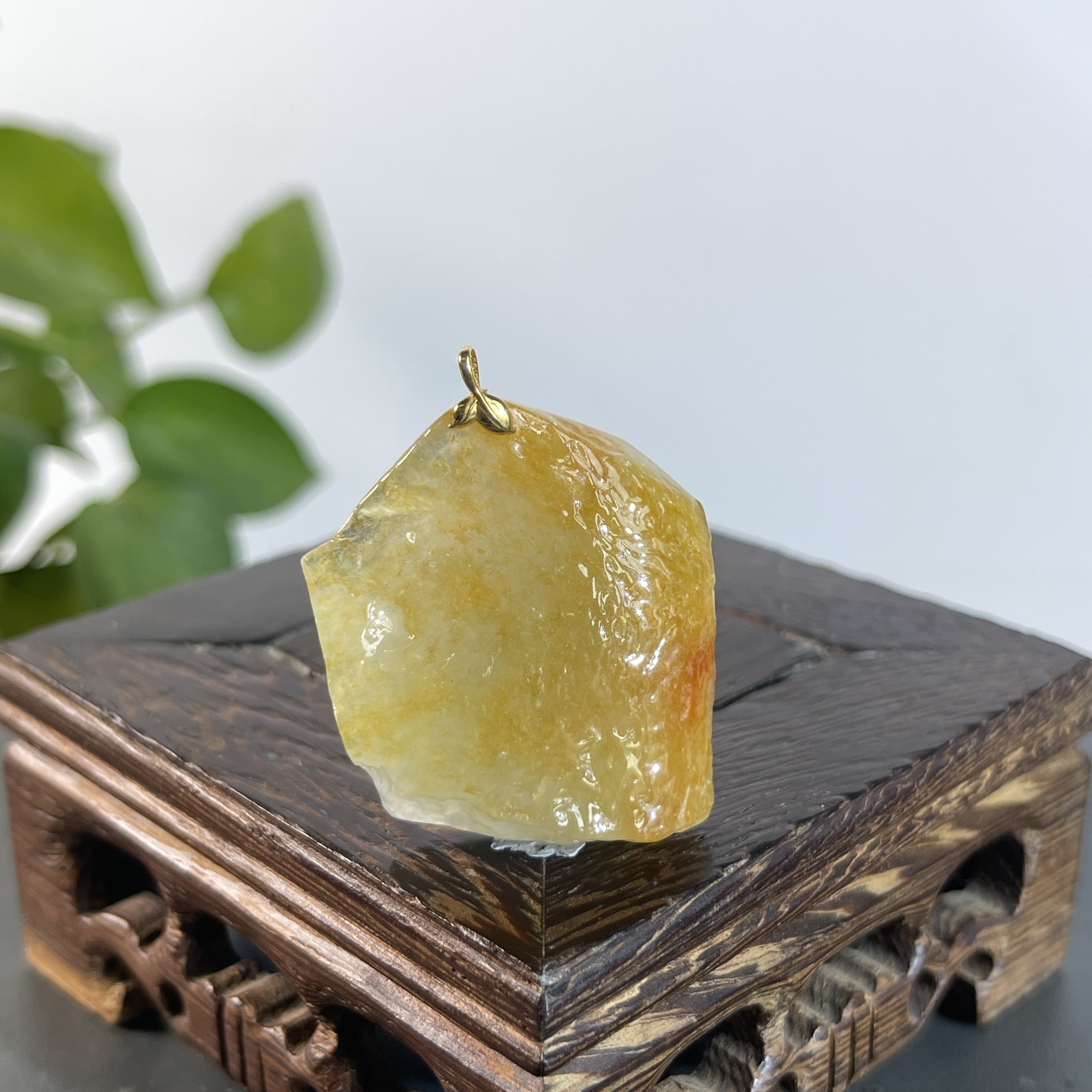 JXB22-131 18K扣头精品天然翡翠A货原石吊坠