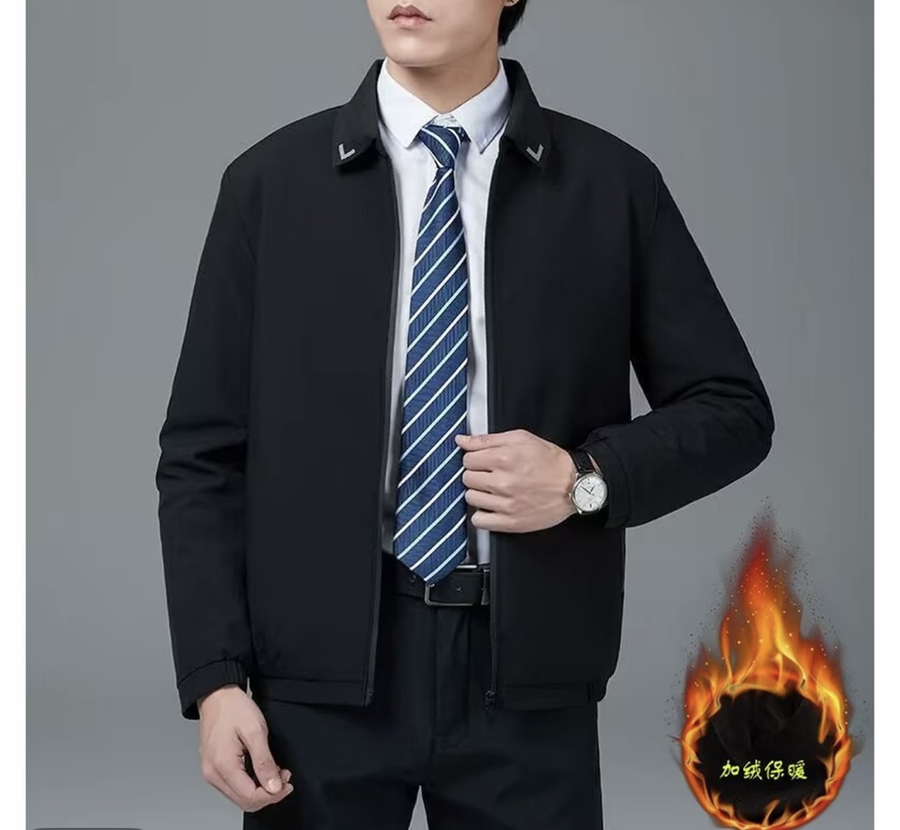 镇店之宝-A啦高端男士行政时尚休闲百搭加厚款夹克